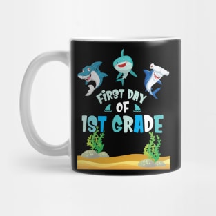 First Day Of 1st Grade Sharks Students Happy Back To School First Day Of School Mug